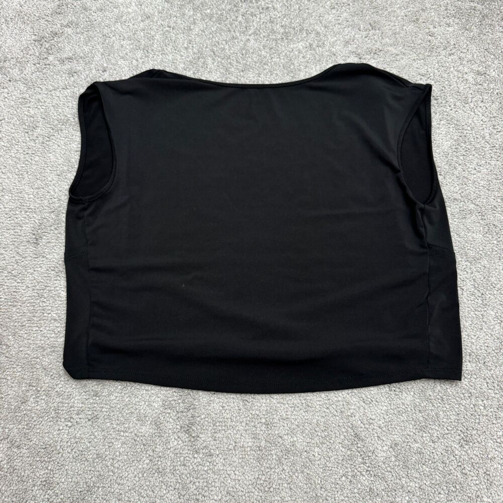 Wild Fable Crop Top Vest Womens Medium Black Stretch Open Back Crossover Hem Fit
